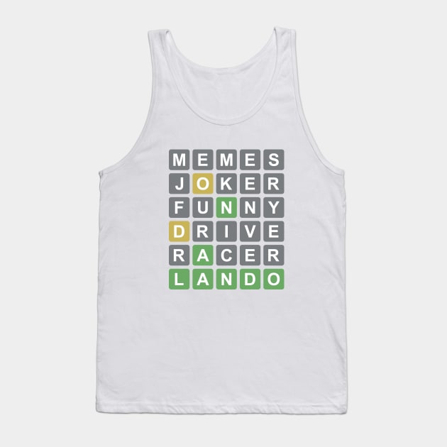 Funny Lando F1 Wordle Design Tank Top by DavidSpeedDesign